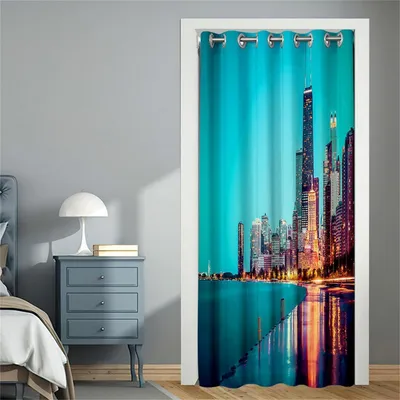 Obrázok produktu pre Záclona s okami, čierna, 180x200 cm, obmedzuje prenikanie svetla, termoizolačná, vhodná ako záclona do dverí alebo ako priestorový delič