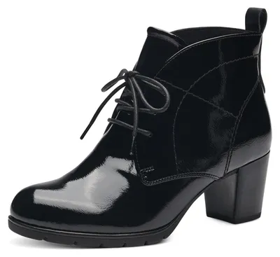 Image de Bottines à lacets pour femmes, marque MARCO TOZZI, couleur noire (cuir verni), taille 39 EU