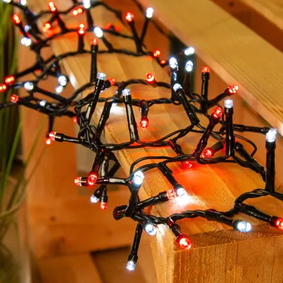 Produktbild von Lichterkette 100 LED rot/kaltweiß Outdoor Trafo Deko Beleuchtung Party Garten