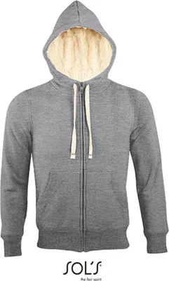 Produktbild von SOLs 00584 | Uni Zipped Jacket Sherpa / Herren und Damen Kapuzenpulli - Farbe: Grey Melange - Größe: M