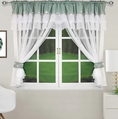 Produktbild von Fasttrade Wunderschöner Voile-Vorhang BxH 400x150 mit Zirkonen und grünen Einsätzen
