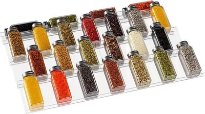 Immagine prodotto di Scaffale per barattoli di erbe aromatiche, organizzazione delle erbe aromatiche, legno, bianco, 3 cassetti