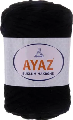 250g Strickgarn Büklüm Makrome Baumwollgarn schwarz