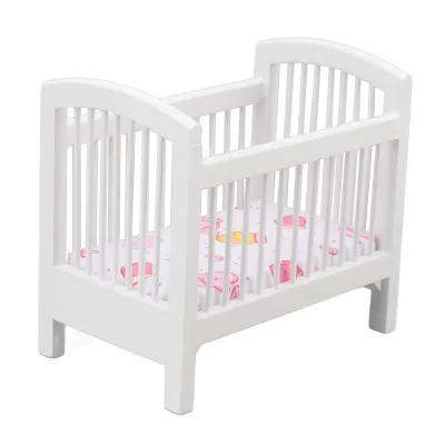 Immagine prodotto di Letto per bambini della casa delle bambole, culla di legno delle bambole, culla in miniatura, culla della camera da letto della casa delle bambole, letto piccolo della casa delle bambole di legno, decorazione della casa delle bambole