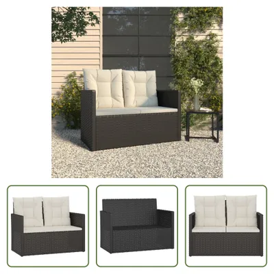 Produktbild von The Living Store Gartenbank mit Kissen Schwarz 105 cm Poly Rattan