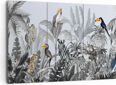Produktbild von Bild auf Leinwand - Leinwandbild - 3 Teile - Dschungel Tiere Tukane - 165x110cm - Wand Bild - Wanddeko - Wandbilder - Leinwanddruck - Bilder - Wanddekoration - Leinwand bilder - CE165x110-4662