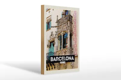 Produktbild von Holzschild Reise 20x30cm Barcelona Spain Architektur