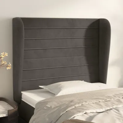 Produktbild von vidaXL Kopfteil mit Ohren Dunkelgrau 93x23x118/128 cm Samt - Kopfteil - Kopfteile - Bett-Kopfteil - Bettkopfteil