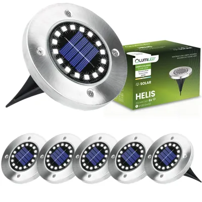 Produktbild von Zestaw 6x Lampki Solarne Ogrodowe LED HELIS Wbijane Dyski Dogruntowe 4000K IP44 LUMILED