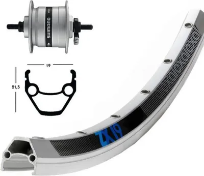 Immagine prodotto di Ruota V 28x1,75 mozzo dinamo DH3N20 NT 36L. ZX 19 silb. Raggi in acciaio inox, con asse fisso