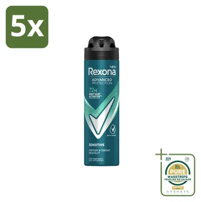 Imagen del producto de 5 unidades de desodorante en spray Rexona Men Advanced Protection Sensitive, 150 ml - Paquete ahorro