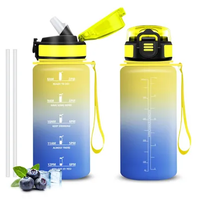 Produktbild von Trinkflasche 500 ml BPA-frei mit Strohhalm, auslaufsicher, Sportwasserflasche