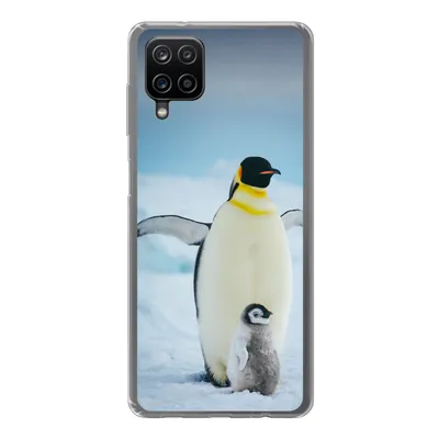 Produktbild von MuchoWow® Handyhülle Schutzhülle Hülle für Samsung Galaxy A12 Kaiserpinguin mit Jungen Silikon Softcase Handy Hülle - Bild