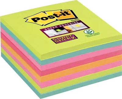 Produktbild von Post-it Haftnotizen Super Sticky Notes 76 x 76 mm sortiert 8 Blöcke á 45 Blatt