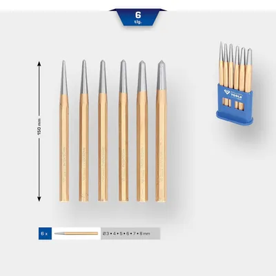 Immagine prodotto di BRILLIANT TOOLS Set di punzoni da centro 6 pezzi - BT085080