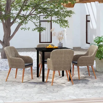 Image de Maison Exclusive - Ensemble de salon de jardin 5 pièces avec coussins marron