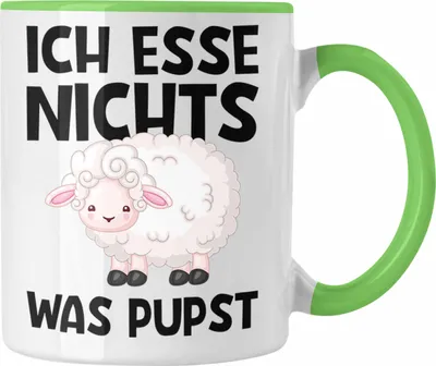 Produktbild von Trendation - Veganer Tasse Geschenk Ich Esse Nichts Was Pupst Tierschutz Schaf Edition (Grün)