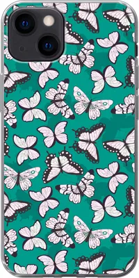 Produktbild von MuchoWow® Handyhülle Schutzhülle Hülle für Telefoonhoesje iPhone 13 Mädchen - Schmetterling - Tiere - Muster - Mädchen - Kinder - Kinder Silikon Softcase Handy Hülle - Karteninhaber