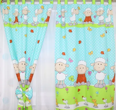 Produktbild von Vorhänge mit Schlaufen Kinder Baby Gardinen Kinderzimmer Vorhang 22. Schaf Türkis