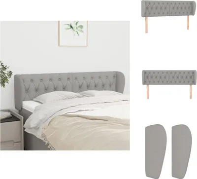 Imagen del producto de vidaXL Cabecero con orejas, color gris claro, 147 x 23 x 78/88 cm, tela – para cabecero y piecero