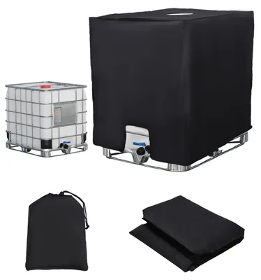 Obrázok produktu pre Kryt na IBC kontajner, ochranný obal proti UV žiareniu pre vodné nádrže 1000L, ochranný kryt, vhodné príslušenstvo pre IBC kontajnery, plachta na ochranu nádrže na dažďovú vodu, rozmery 120 x 100 x 116 cm, farba: čierna