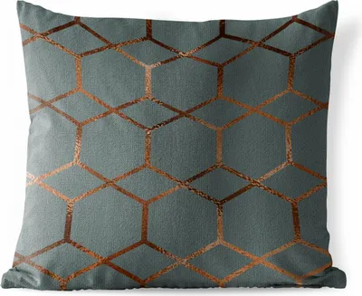 Produktbild von MuchoWow® Outdoor Kissen - Muster - Luxus - Blau - Bronze - 50x50 cm - Wetterfest - Lounge Kissen - Komfortabel - Kissen mit Bild