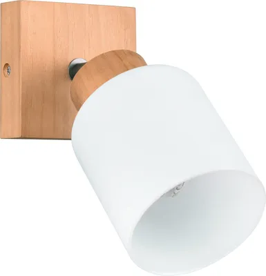 Obrázek produktu pro Nástěnné svítidlo - hnědé - bílé - dřevo - sklo - 1 světlo - š 10 cm