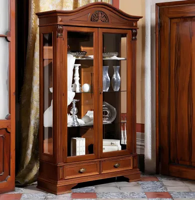 Produktbild von Vitrine Glas Schrank Wohnzimmer Schaufenster 2 Türen Vitrinen Barock Rokoko