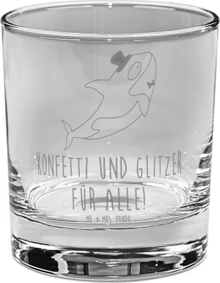 Produktbild von Mr. & Mrs. Panda Tumbler Orca Zylinder - Transparent - Geschenk, Cocktailglas, Glas, Geburtstag, Urlaub, Feier, Fest, Glückwunsch, gravur, für Gin, Narwal