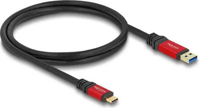 Produktbild von DeLOCK USB 10 Gbps Kabel USB Typ-A Stecker zu USB Type-C Stecker 1 m rot Metall, 1 m, USB A, USB C, USB 3.2 Gen 2 (3.1 Gen 2), 10 Gbit/s, Schwarz, Rot