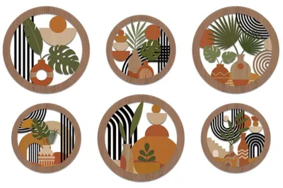 Imagen del producto de Conjunto de 6 adornos bohemios para la pared con jarrones huecos