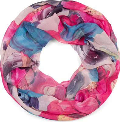 Produktbild von styleBREAKER Damen Loop Schal mit buntem Blumen Muster, leichter sommerlicher Schlauchschal mehrfarbig 01016217