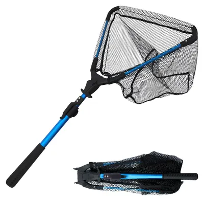 Obrázok produktu pre Gumová sieť, 92 cm, skladacia, s teleskopickou rukoväťou, určená na lov pstruhov a morských rýb