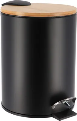 Produktbild von Tendance Badezimmereimer/Abfalleimer Bamboo vibe - soft close - schwarz - 3 Liter - Metall