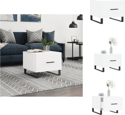 Image de vidaXL Table basse blanche 50x50x40 cm Bois composite - Tables basses