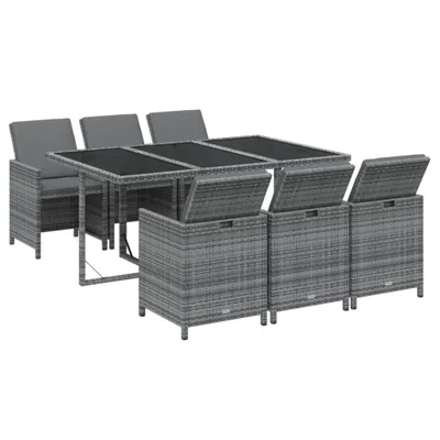 Image de vidaXL Ensemble de jardin 7 pièces avec coussins Poly rotin gris