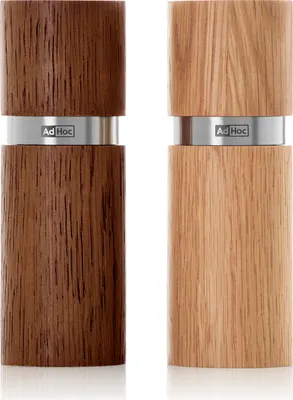 Produktbild von AdHoc MP463 Set Salzmühle und Pfeffermühle Textura 13 cm, Edelstahl | Eiche hell & dunkel