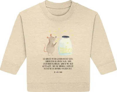 Produktbild von Mr. & Mrs. Panda Organic Baby Pullover Maus Sterne 6. - 12. Monat - Natural Raw - Geschenk, Hoffnung, Schwangerschaft, Bullover, Geburtstag, Taufe, Lustige Sprüche
