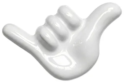 Produktbild von Weißer Shaka - Handtuchhaken aus Keramik für Heizkörper, Handtuchheizkörper und Wand