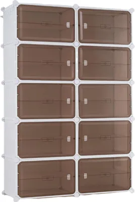 Produktbild von GOPLUS Schuhschrank mit 10 Fächern, Schuhregal mit abnehmbaren Regalböden, transparente Magnettür, Stapelbarer Aufbewahrungs-Organizer für Wohnzimmer