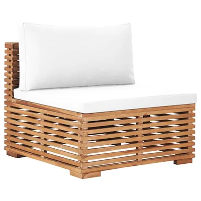 Produktbild von Schlichtes Garten-Mittelsofa mit Cremeweißer Auflage Massivholz Teak - Gartensofas Design 2024 4489
