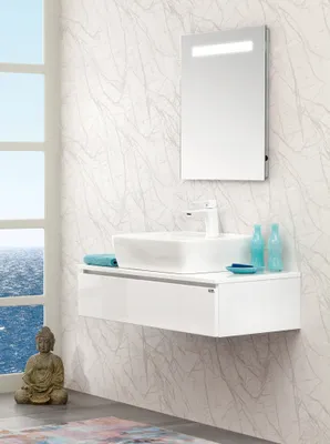 Produktbild von Badmöbel 80cm Unterschrank mit Keramik Waschbecken Badmöbel aus hochwertigem MDFmit Keramik Waschbecken