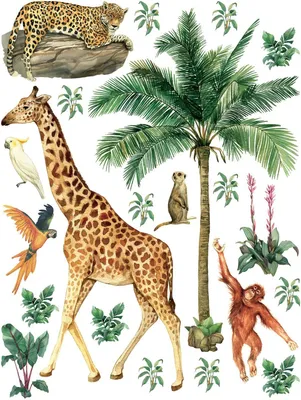 Immagine prodotto di Sanders & Sanders adesivo da parete animali della giungla giungla verde 85 x 65 cm