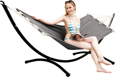 Zdjęcie produktu dla Hamak zewnętrzny ze stelażem - stelaż hamaka 300 cm, hamak z drążkiem 190x80
