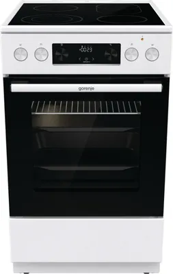 Produktbild von Gorenje GECS5C60WPA Elektroherd, Freistehender Herd, Weiß, Tasten, Drehregler, Silber, Metall, LED