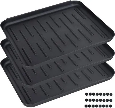 Productafbeelding van Schoenendruipbak Set van 3 - Antislip Schoenmat met Verhoogde Rand - Lekbak voor Schoenen 37 x 30 cm
