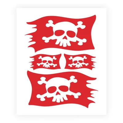 Image de Autocollant Drapeau pirate rouge 14 x 16 cm