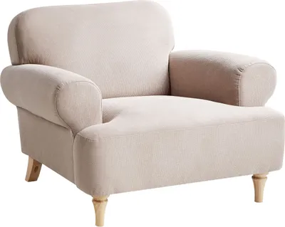 Obrázek produktu pro BELIANI Křeslo taupe polyesterová látka čalounění dřevěné nohy retro minimalistický styl obývací pokoj