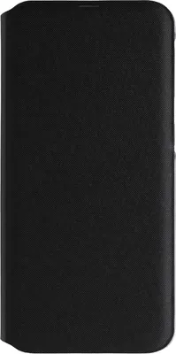 A black flip case for a smartphone.