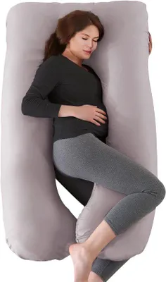 Image de Ibenzoa® Coussin de grossesse et de corps ergonomique en forme de U – Housse 100% coton, rembourrage en polyester, lavable à 30°C, offre un soutien pour la tête, le cou et les jambes